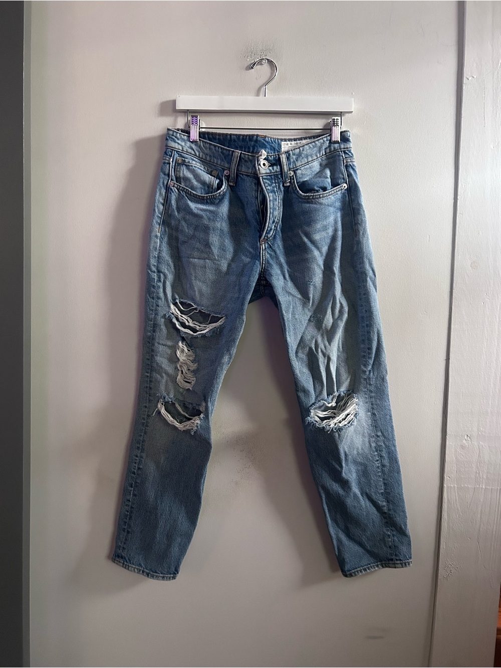 Rag & bone Rosa mid rise boyfriend‎ distressed jeans 25